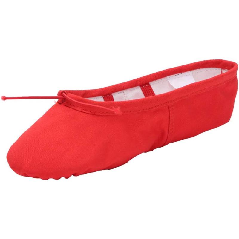 JUODVMP Ballet Shoes Girls Canvas Ballet Slipper Ballet Shoe Yoga Dance Shoe  for Kids,Model CMJJPSZBL(Red) - JUODVMP
